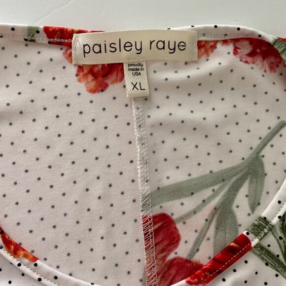 Paisley Raye Short Sleeve Pullover Dress with Red Flowers Women's XL - Picture 8 of 9